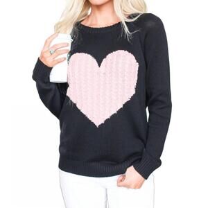NEW YEMAK luxe love sweater in black/pink